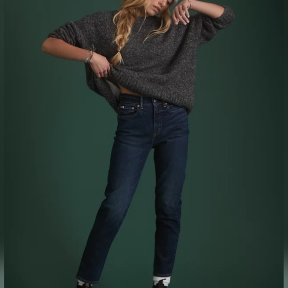 Women's Dark Blue AE77 Premium Mom Jean 2 Short - Picture 1 of 6